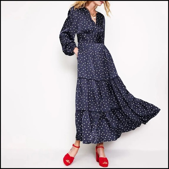 Boden Dresses & Skirts - Boden‎ Pippa Navy White Polka Dot Maxi Dress 6 R Spring Wedding Guest Graduation